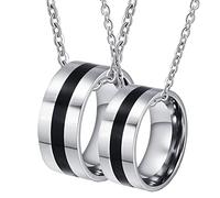 NZVCQVPU Collana per uomini personalizzati, Coople Collane per lui e il suo anello d'argento da 9 mm in acciaio inossidabile con smalto nero