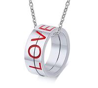 NZVCQVPU Collana personalizzata per uomini, abbinamento della collana di coppia set anello puzzle in acciaio inossidabile con smalto