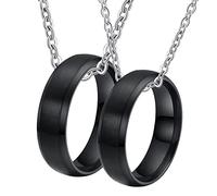 NZVCQVPU Collana personalizzata per uomini, collane abbinate per coppie in acciaio inossidabile 6 mm anello spazzolato con bordo smusso
