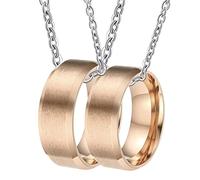NZVCQVPU Collana personalizzata per uomini, collane di coppie per lui e il suo anello di rosa da 8 mm in acciaio inossidabile con bordo smusso