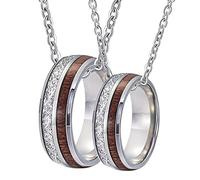 NZVCQVPU Collana personalizzata per uomini, collane di coppie per lui e il suo set di tungsteno in carburo da 8 mm ad anello d'argento in legno e metallo