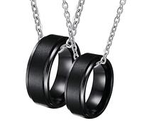 NZVCQVPU Collana personalizzata per uomini, Couple Collane fidanzato e fidanzata Tungsten Black Spazzod Anello 8mm