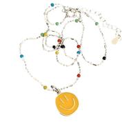 NZVCQVPU Collana preppy per donne e ragazze, punk vintage colorato faccine faccine crafella catena di clavicola semplice spiaggia per le vacanze, collane faccine, collane preppy per adolescenti