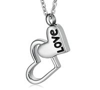 NZVCQVPU Collana urna per gli uomini da indossare, collana cremazione in acciaio inossidabile per cenere a doppio cuore ciondolo con amore