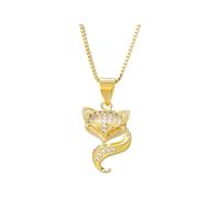 NZVCQVPU Collana volpe per donne e uomini, ciondolo di piede per animali di volpe con zircone, collana iniziale di Fox Girl, gioielli volpi per donne, gioielli Therian