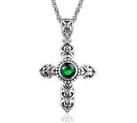 NZVCQVPU Collane a pendente incrociata 925 Sterling Silver Women Neckace Collana Emerald Stone Giochi di gioielli