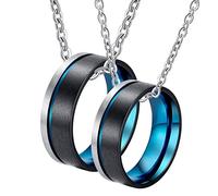 NZVCQVPU Collane ad anello per coppie, collane di coppia per lui e il suo nero personalizzato Tricolor Spazzolati 8mm per fidanzato
