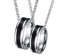 NZVCQVPU Collane ad anello per coppie, per le coppie personalizzano collane personalizzate da 6 mm ad anello con smalto nero per fidanzata