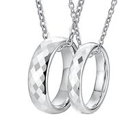 NZVCQVPU Collane ad anello per coppie, per le coppie personalizzano collane personalizzate in tungsteno anello multi -sfaccettatura 4 mm 6 mm per fidanzato