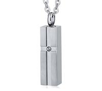 NZVCQVPU Collane di urna per cenere per uomini, collana del rettangolo in acciaio inossidabile delle ceneri umane con zirconia