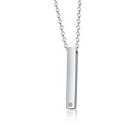 NZVCQVPU Collane e le sue collane in acciaio inossidabile, collana di coppia per uomini e donne ciondolo a barra verticale con zircone con catena da 20 pollici
