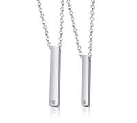 NZVCQVPU Collane e le sue collane in acciaio inossidabile, collana di coppia per uomini e donne ciondolo a barra verticale con zircone con catena da 20 pollici