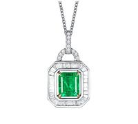 NZVCQVPU Collane Halo di diamante bianco con smeraldo da 0,59 ct