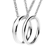 NZVCQVPU Collane personalizzate per donne, anello argento in acciaio inossidabile abbinate con smalto bianco