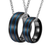 NZVCQVPU Collane personalizzate per donne, collane di coppia per lui e il suo anello spazzolato nero in carburo di tungsteno con scanalatura