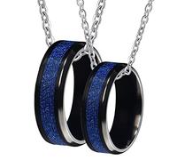 NZVCQVPU Collane personalizzate per donne, collane in carburo di tungsteno con ciondolo per coppie ad anello nero da 8 mm inlay metallo blu
