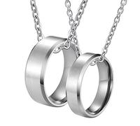 NZVCQVPU Collane personalizzate per uomini, collane di coppia per lui e il suo anello spazzolato in argento in acciaio inossidabile bordo smusso