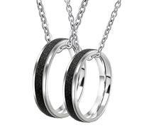 NZVCQVPU Collane personalizzate per uomini, Couple Collane fidanzato e fidanzata in acciaio inossidabile anello opaco nero 4mm
