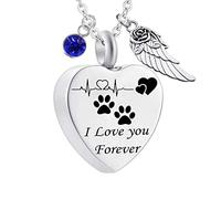 NZVCQVPU con le ali, per gli animali domestici stampe di zampe a forma di acciaio ti amo per sempre per le donne