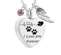 NZVCQVPU con le ali, per gli animali domestici stampe di zampe a forma di acciaio ti amo per sempre per le donne
