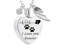 NZVCQVPU con le ali, per gli animali domestici stampe di zampe a forma di acciaio ti amo per sempre per le donne