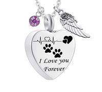NZVCQVPU con le ali, per gli animali domestici stampe di zampe a forma di acciaio ti amo per sempre per le donne