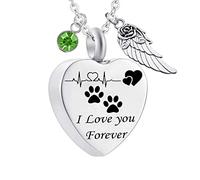 NZVCQVPU con le ali, per gli animali domestici stampe di zampe a forma di acciaio ti amo per sempre per le donne