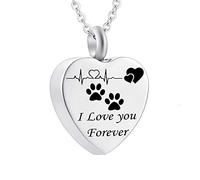 NZVCQVPU con le ali, per gli animali domestici stampe di zampe a forma di acciaio ti amo per sempre per le donne