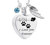 NZVCQVPU con le ali, per gli animali domestici stampe di zampe a forma di acciaio ti amo per sempre per le donne