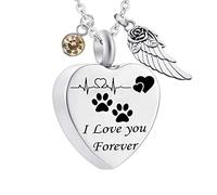 NZVCQVPU con le ali, per gli animali domestici stampe di zampe a forma di acciaio ti amo per sempre per le donne