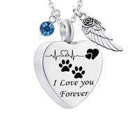 NZVCQVPU con le ali, per gli animali domestici stampe di zampe a forma di acciaio ti amo per sempre per le donne