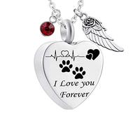 NZVCQVPU con le ali, per gli animali domestici stampe di zampe a forma di acciaio ti amo per sempre per le donne