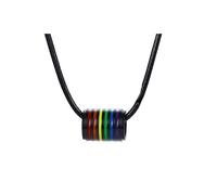 NZVCQVPU Cooppie collane per lui e lei, il cordone nero in acciaio inossidabile in acciaio inossidabile con tallone arcobaleno