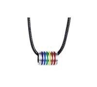 NZVCQVPU Cooppie collane per lui e lei, il cordone nero in acciaio inossidabile in acciaio inossidabile con tallone arcobaleno