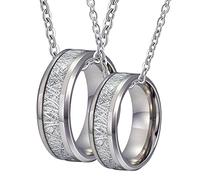 NZVCQVPU Coppia collana in acciaio e collana personalizzata da 8 mm con intarsio intarsio
