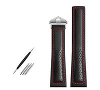 NZVCQVPU Cow Leather Watch Strap 22mm Watchband For Fiyta Watch Band Red Stitches Genuine Leather Bracelet