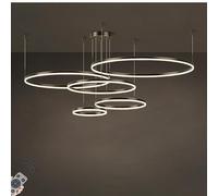 NZVCQVPU Dimmable Pendant Light - Modern Circle Ring Chandelier for Dining Table Kitchen Island & Living Room - Black Finish 3 Rings (100/80/60CM 188W)