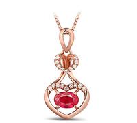 NZVCQVPU Donne a doppio cuore ovale ovale 0,99 ct Necklace Ruby Collana 18K Rose Ciptent per feste di nozze