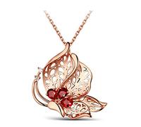 NZVCQVPU Donne farfalla ovale ovale da 1,5 ct Necklace ruby Collana a ciondolo rosa 18k per feste di nozze