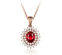 NZVCQVPU Donne Fiore forma ovale ovale 0,98 ct Necklace Ruby Collana a ciondolo rosa 18K per feste di nozze