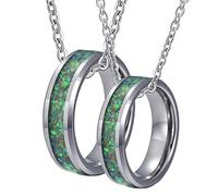 NZVCQVPU e il suo set di acciaio, anello set da 8 mm intarsio intarsio in guscio verde