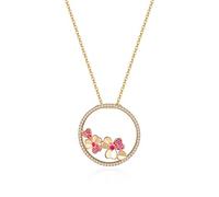 NZVCQVPU Fiore rotonde intarsiate zirconia cubica zirconia femminile a sospensione per il banchetto squisito elegante collane di gioielli collana per donne