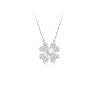 NZVCQVPU Gioielli/collane collana S925 Catena a sospensione perla d'acqua dolce 5-6 mm Calco da fiori a forma di panino bianco a vapore Dono Fiore Giochi femminili di gioielli femminili.
