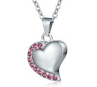 NZVCQVPU Gioielli cremation per cenere, collana di urna commemorativa per cenere in acciaio inossidabile cuori ciondolo con zirconia