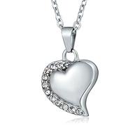 NZVCQVPU Gioielli cremation per cenere, collana di urna commemorativa per cenere in acciaio inossidabile cuori ciondolo con zirconia