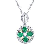 NZVCQVPU Gioielli veri 585 Collana femminile 585, catena di fiori rotondi con smeraldo verde 0,7 carati, regalo di compleanno per donne, bianco
