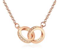 NZVCQVPU Gioiello/collane collana femmina femmina sterling a doppio anello a sospensione a sospensione rosa lampada di lusso catena di clavicoli pendenti femminili