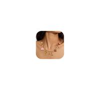 NZVCQVPU Girl Products Charms Necklace for Women, Summer Beach Charm iniziale Collana di carta Costal Costal Cowgirl Cherry Seashell Wok Chan Charms Neclace Boho 14K surfista Gift Regali di gioielli