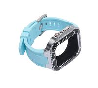 NZVCQVPU Kit Modifica Mod per Serie 8 7 45mm 44mm Strap in Silicone Bracciale in Gomma Braccialetto per Accessori Serie iWatch, Il tuo cerchio in metallo, 44MM