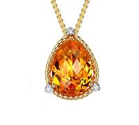 NZVCQVPU Ladies 18 Carat Chain with Pendant Drop of Citrine 4.05Ct Necklace Vintage for Mother Girlfriend